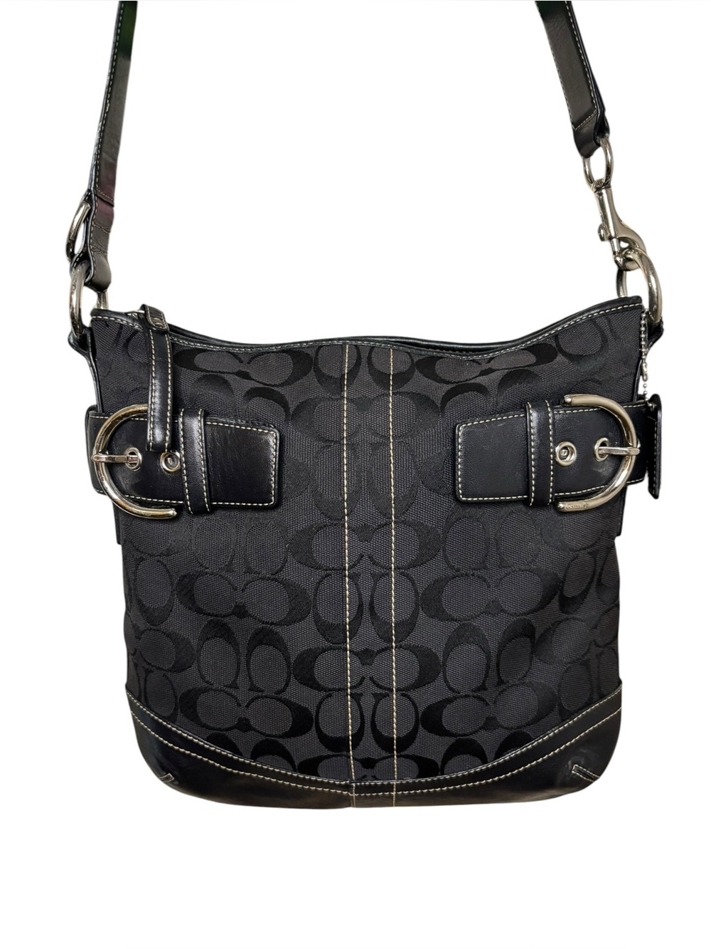 Coach 2005 Vintage Soho Signature Slim Duffle Bag – Black Jacquard Canvas - Picture 1 of 14